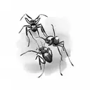 two ants holding each other tattoo design idea