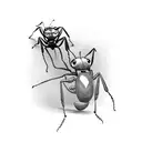 two ants holding each other tattoo design idea