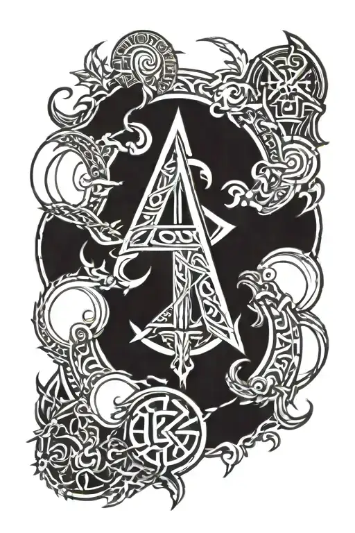 viking sleeve tattoo featuring runes and odin tattoo design idea