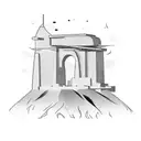 Cooking utensils morphing into famous landmarks around the world tattoo design idea