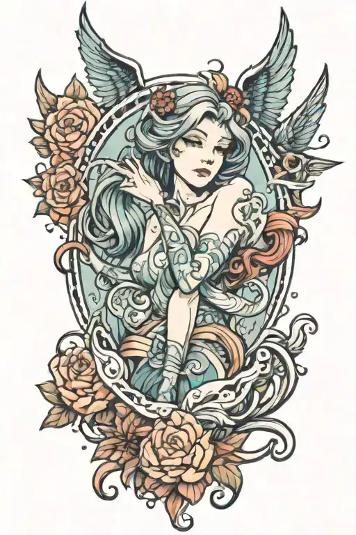 biblically accurate siren tattoo design idea