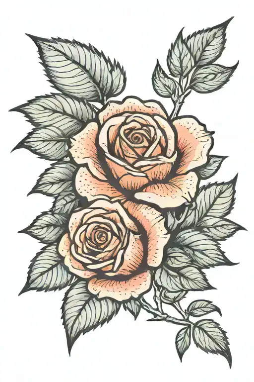 Rose flower with stem growing into ginger root system tattoo design idea