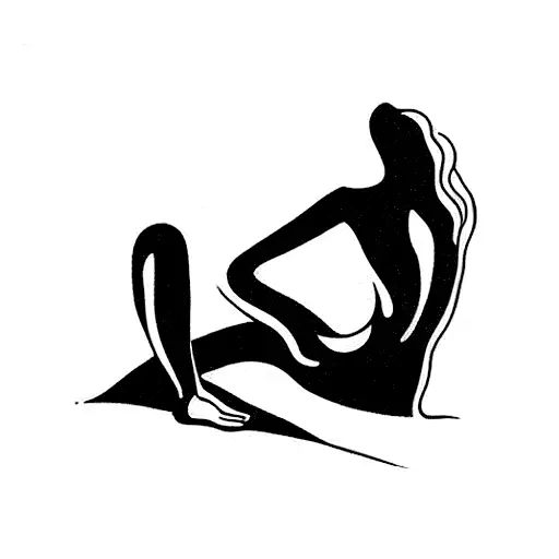 Le Déjeuner sur l'herbe bather outline tattoo design idea