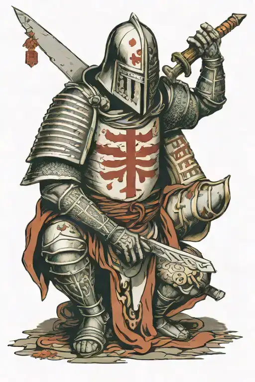 Knights Templar praying tattoo design idea