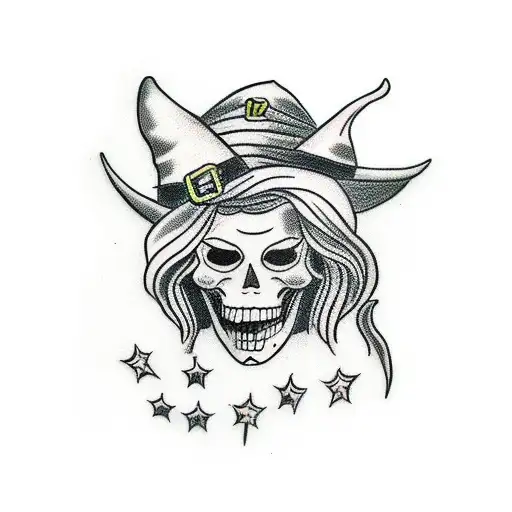 Vintage witch halloween tattoo design idea