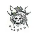Vintage witch halloween tattoo design idea