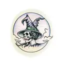 Vintage witch halloween tattoo design idea