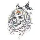Vintage witch halloween tattoo design idea