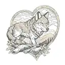  wolf heart mountain river tattoo design idea