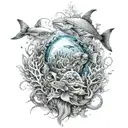 underwater world filled tattoo design idea