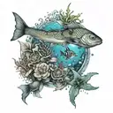 underwater world filled tattoo design idea