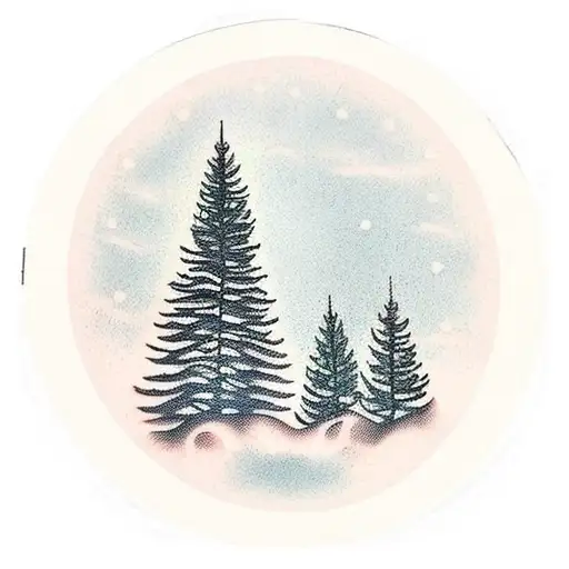 Pine tree with memorial dates tattoo design idea