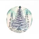 Pine tree with memorial dates tattoo design idea