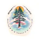 Pine tree with memorial dates tattoo design idea