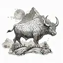 A celestial scene with the Taurus constellation shining brightly over a mountain landscape, symbolizing the siblings' shared love for nature tattoo design idea