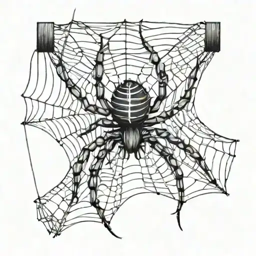 spider hanging from web tattoo design idea