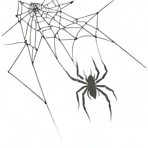spider hanging from web tattoo design idea
