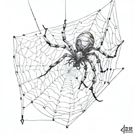 spider hanging from web tattoo design idea