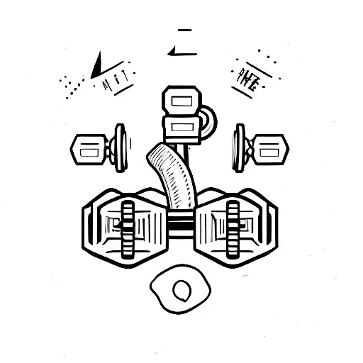 A gym dumbbell with a message written that says: "from zero to my own hero" tattoo design idea
