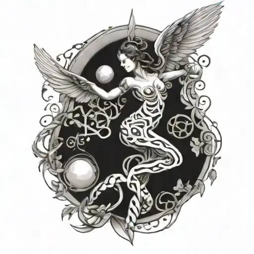 dna angel falling tattoo design idea