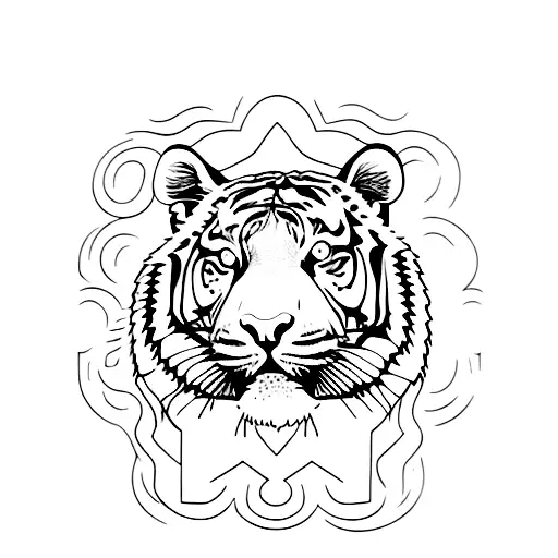 Mirrored tattoo style tiger chest top