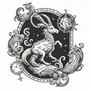 Capricorn tarot card design featuring sea goat   tattoo design idea