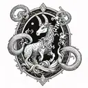 Capricorn tarot card design featuring sea goat   tattoo design idea