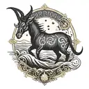 Capricorn tarot card design featuring sea goat   tattoo design idea