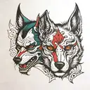 half joker and half wolf face tattoo design idea