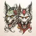 half joker and half wolf face tattoo design idea