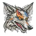 half joker and half wolf face tattoo design idea