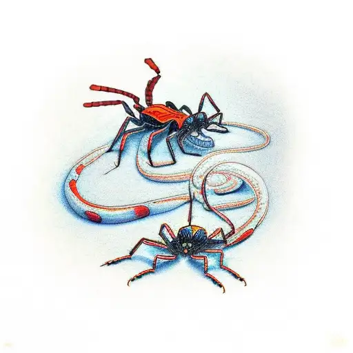 centipede on bed of  spider lillys tattoo design idea