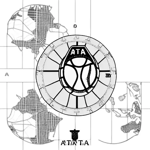 A basketball with military dog tags hanging from it, placed on a map of Atlanta tattoo design idea