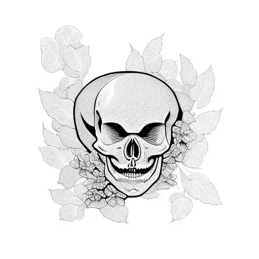 skeleton with cherry blossoms tattoo design idea