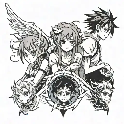 "Create a unique tattoo concept representing the unity and connection shared by a trio of siblings." tattoo design idea