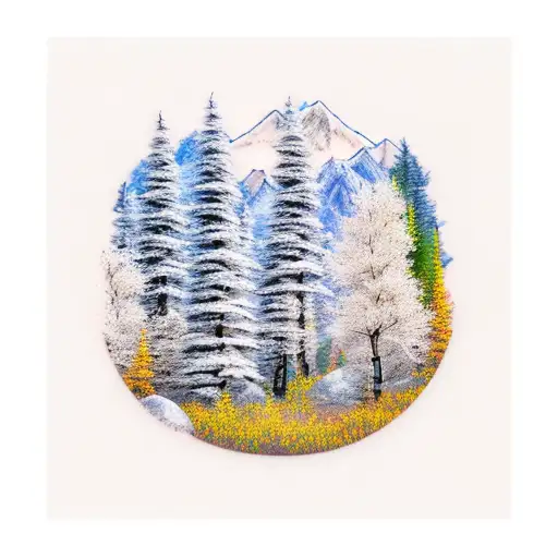 Mountain Scene, aspens, wheat tattoo design idea