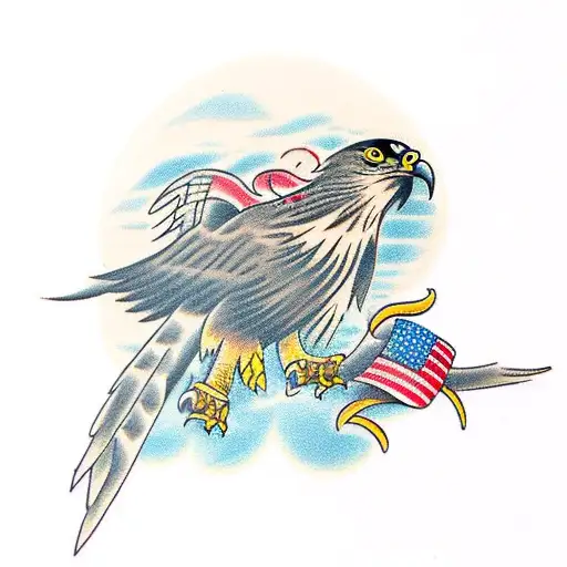 hawk hunting tattoo design idea