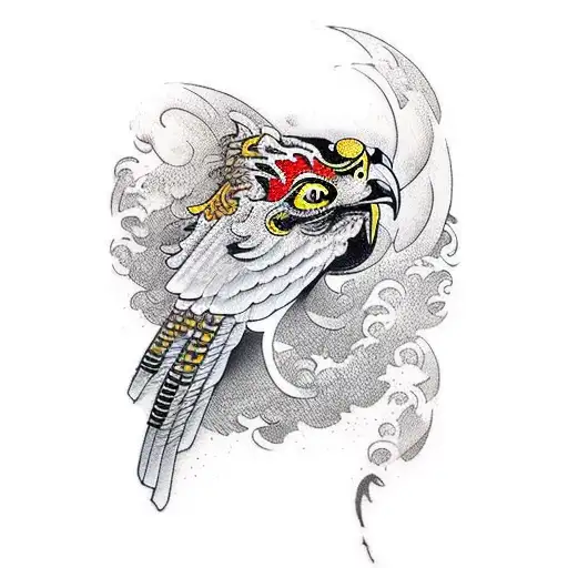 hawk hunting tattoo design idea