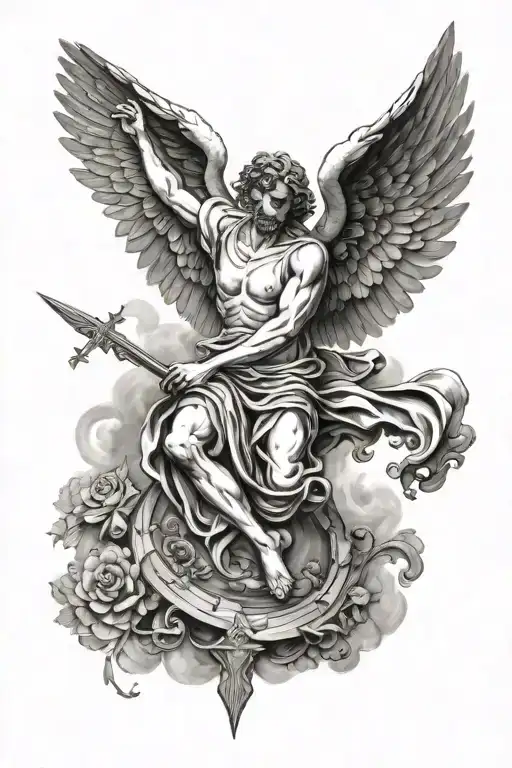 falling angel stoic philosophy bible verse tattoo design idea