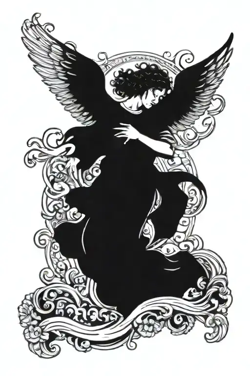 falling angel stoic philosophy tattoo design idea
