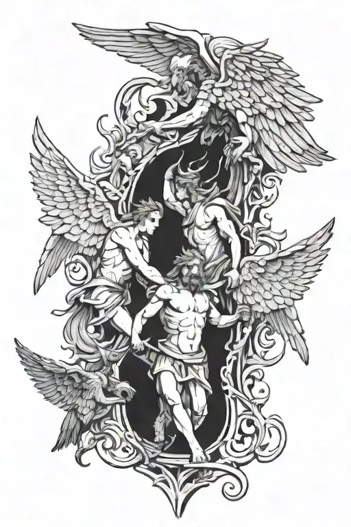 stoic angels vs demons tattoo design idea
