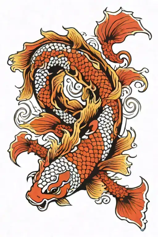 koi fish, dragons, phoenix tattoo design idea