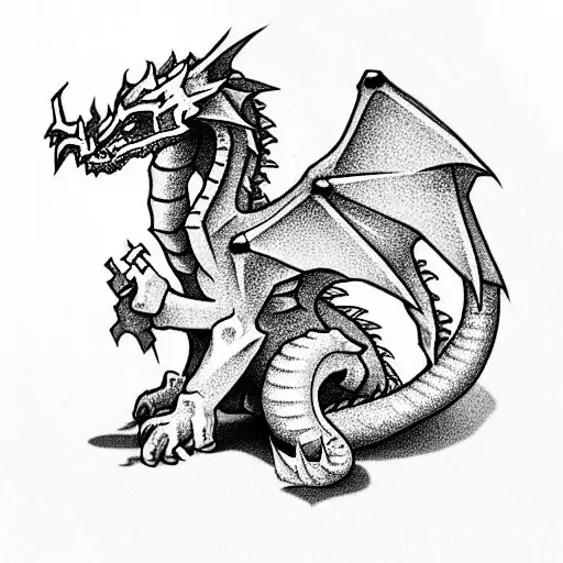 Minecraft dragon holding the number 53 in its paws tattoo design idea