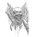 tattoo On arm write " Never Fade Away" in theme of Cyberpunk  tattoo design idea