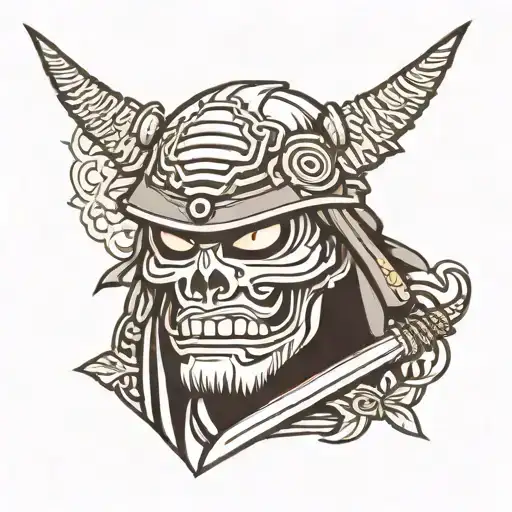 ghost face dressed as a samurai tattoo design idea