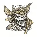 ghost face dressed as a samurai tattoo design idea