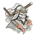 ghost face dressed as a samurai tattoo design idea