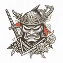 ghost face dressed as a samurai tattoo design idea