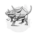 cowboy riding a triceratops  tattoo design idea