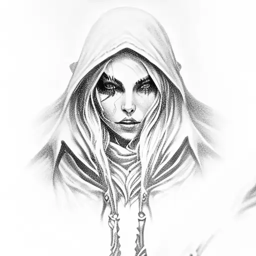 sylvanas wildrunner detailed with horde banner tattoo design idea